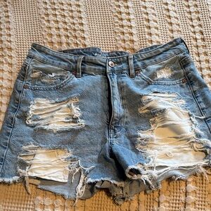 American Eagle Distressed Light Blue Denim Women's Shorts